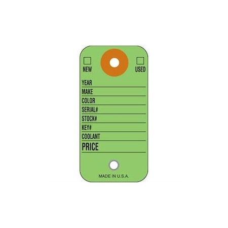 Colored KeyTags W/ Rings,1 3/8X2 3/4,500 Per Bx(Form #Ct-5):Green Pk
